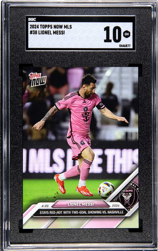 LIONEL MESSI - 2024 TOPPS NOW MLS - TWO GOALS -#038 - INTER MIAMI - SGC 10 GM